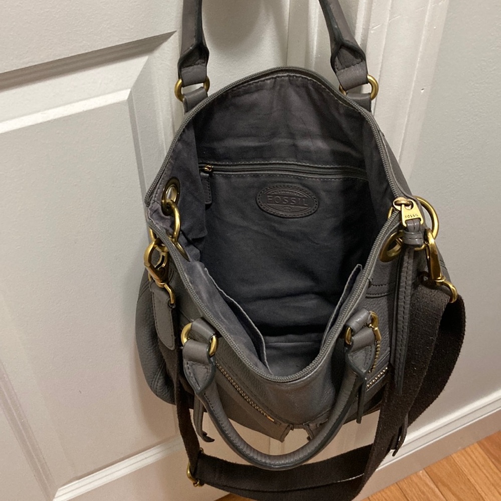 Fossil Gray Leather Women's Bag - Picture 4 of 5